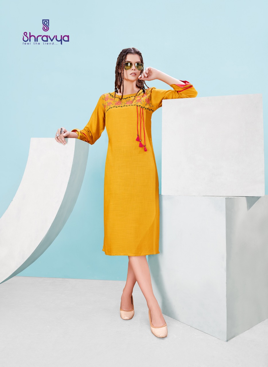 Raag By Shravya Fashion 1001 To 1008 Series Beautiful Stylish Colorful Fancy Party Wear & Ethnic Wear & Ready To Wear Rayon Slub Embroidered Kurtis At Wholesale Price
