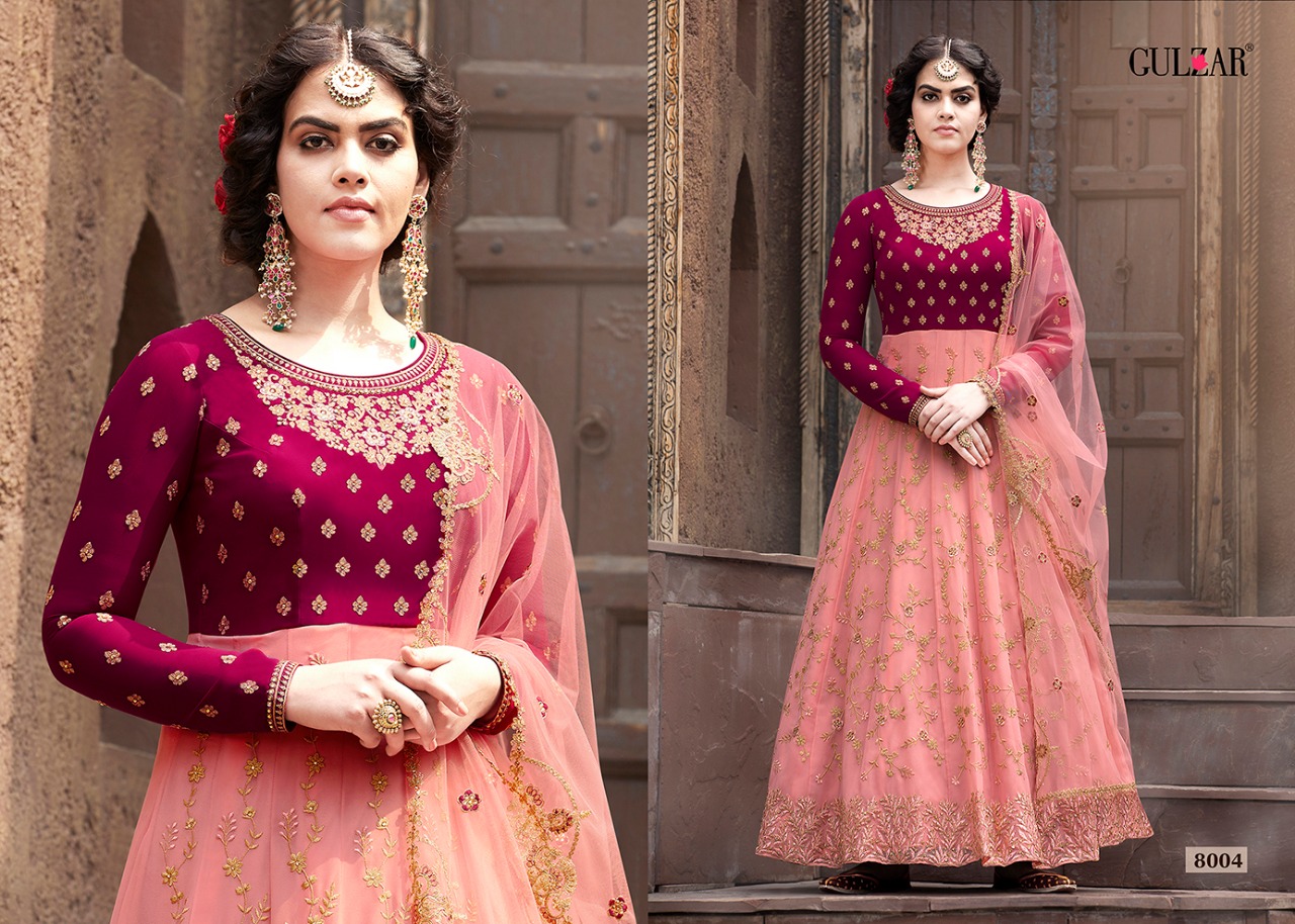 Rahemat By Gulzar 8001 To 8006 Series Designer Anarkali Suits Collection Beautiful Stylish Colorful Party Wear & Occasional Wear Faux Georgette Embroidered Dresses At Wholesale Price