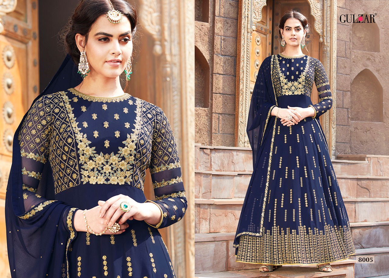Rahemat By Gulzar 8001 To 8006 Series Designer Anarkali Suits Collection Beautiful Stylish Colorful Party Wear & Occasional Wear Faux Georgette Embroidered Dresses At Wholesale Price