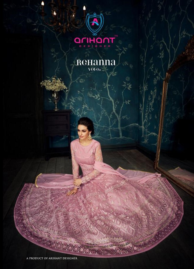 Rehanna Vol-4 By Arihant Designer 27016 To 27020 Series Designer Bridal Wear Collection Beautiful Stylish Fancy Colorful Party Wear & Occasional Wear Apple Georgette With Net At Wholesale Price