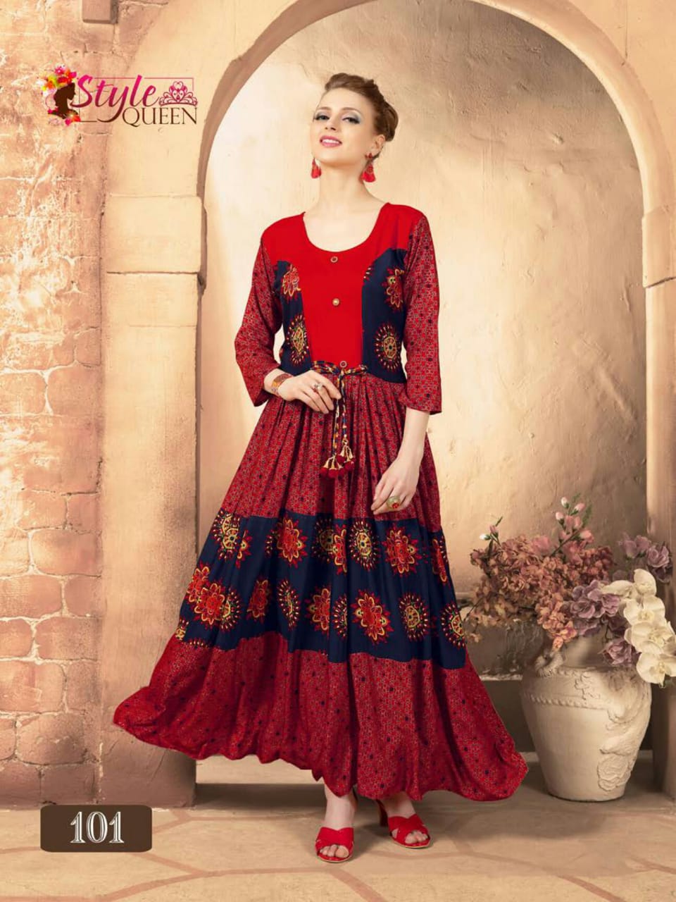 Rivayaatt By Style Queen 101 To 108 Series Beautiful Stylish Fancy Colorful Casual Wear & Ethnic Wear & Ready To Wear Rayon Prints Kurtis At Wholesale Price