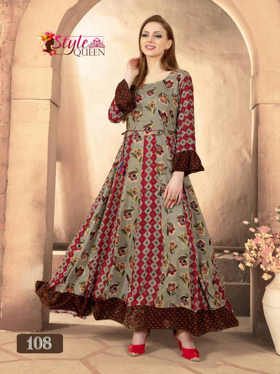 Rivayaatt By Style Queen 101 To 108 Series Beautiful Stylish Fancy Colorful Casual Wear & Ethnic Wear & Ready To Wear Rayon Prints Kurtis At Wholesale Price