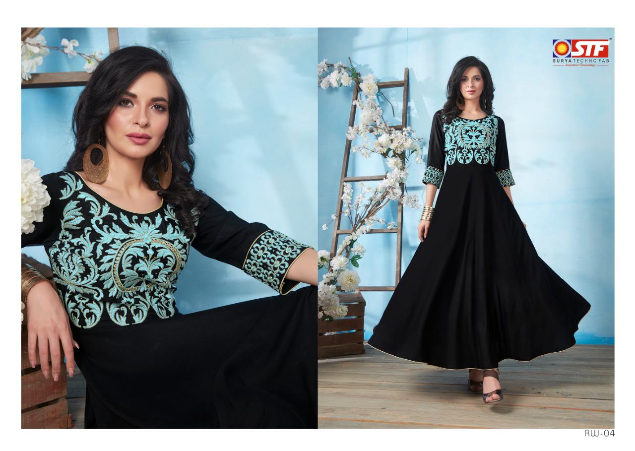 Riwaaz By Surya Techno Fab 01 To 08 Series Designer Wear Collection Beautiful Stylish Fancy Colorful Party Wear & Occasional Wear High Quality Airjet Rayon Dyed Gowns At Wholesale Price