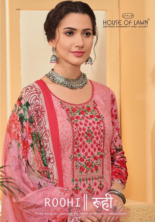 Roohi By House Of Lawn 3001 To 3010 Series Designer Pakistani Suits Beautiful Fancy Colorful Stylish Party Wear & Ethnic Wear Pure Karachi Lawn Digital Print Dresses At Wholesale Price