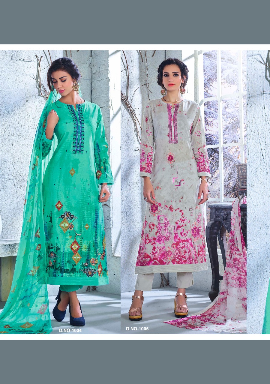 Rose By Esta Design 1001 To 1012 Series Suits Beautiful Stylish Fancy Colorful Designer Party Wear & Ethnic Wear Cotton Cambric Printed With Embroidery Dresses At Wholesale Price