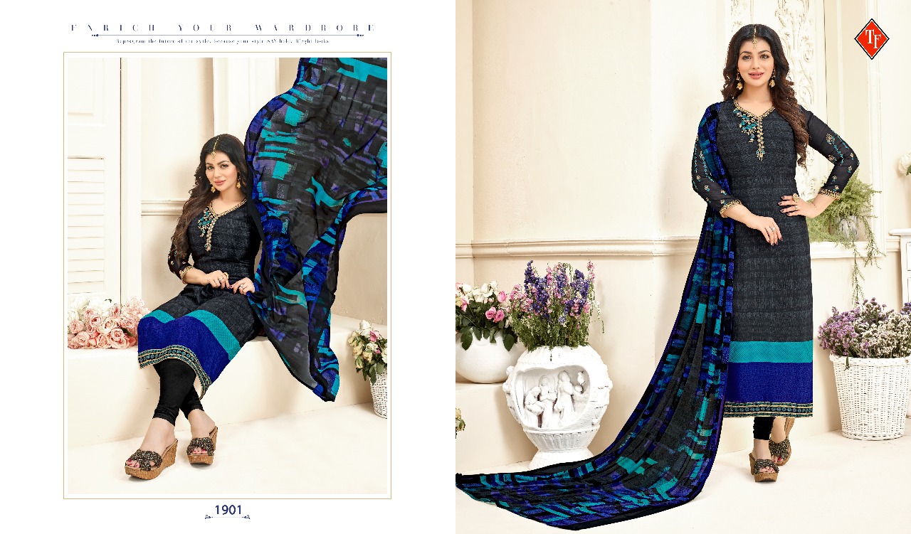 Royal Silk By Tanishk Fashion 1901 To 1908 Series Beautiful Stylish Fancy Colorful Fancy Designer Party Wear & Occasional Wear French Crepe Embroidered Dresses At Wholesale Price