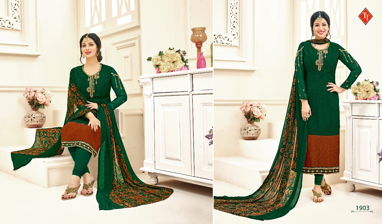 Royal Silk By Tanishk Fashion 1901 To 1908 Series Beautiful Stylish Fancy Colorful Fancy Designer Party Wear & Occasional Wear French Crepe Embroidered Dresses At Wholesale Price