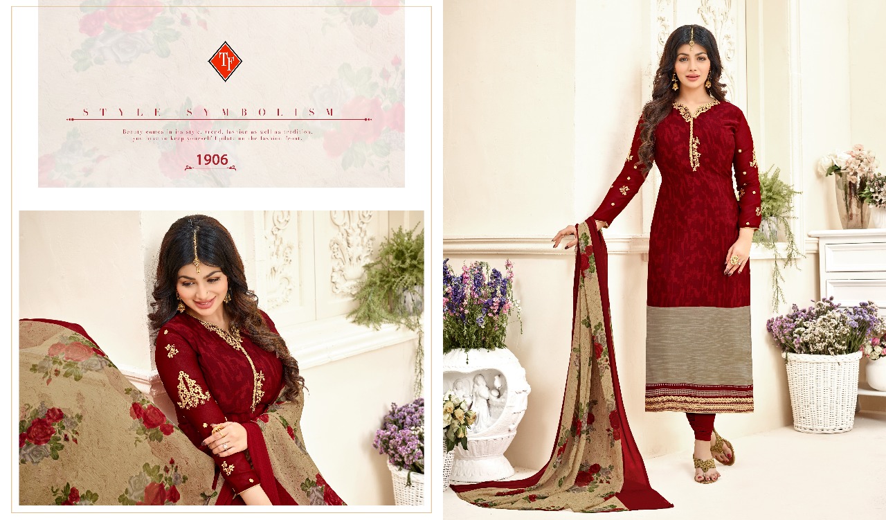 Royal Silk By Tanishk Fashion 1901 To 1908 Series Beautiful Stylish Fancy Colorful Fancy Designer Party Wear & Occasional Wear French Crepe Embroidered Dresses At Wholesale Price