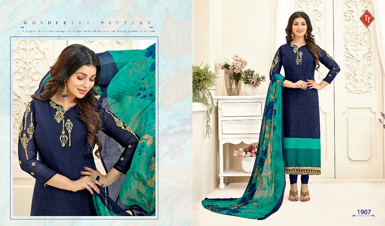 Royal Silk By Tanishk Fashion 1901 To 1908 Series Beautiful Stylish Fancy Colorful Fancy Designer Party Wear & Occasional Wear French Crepe Embroidered Dresses At Wholesale Price