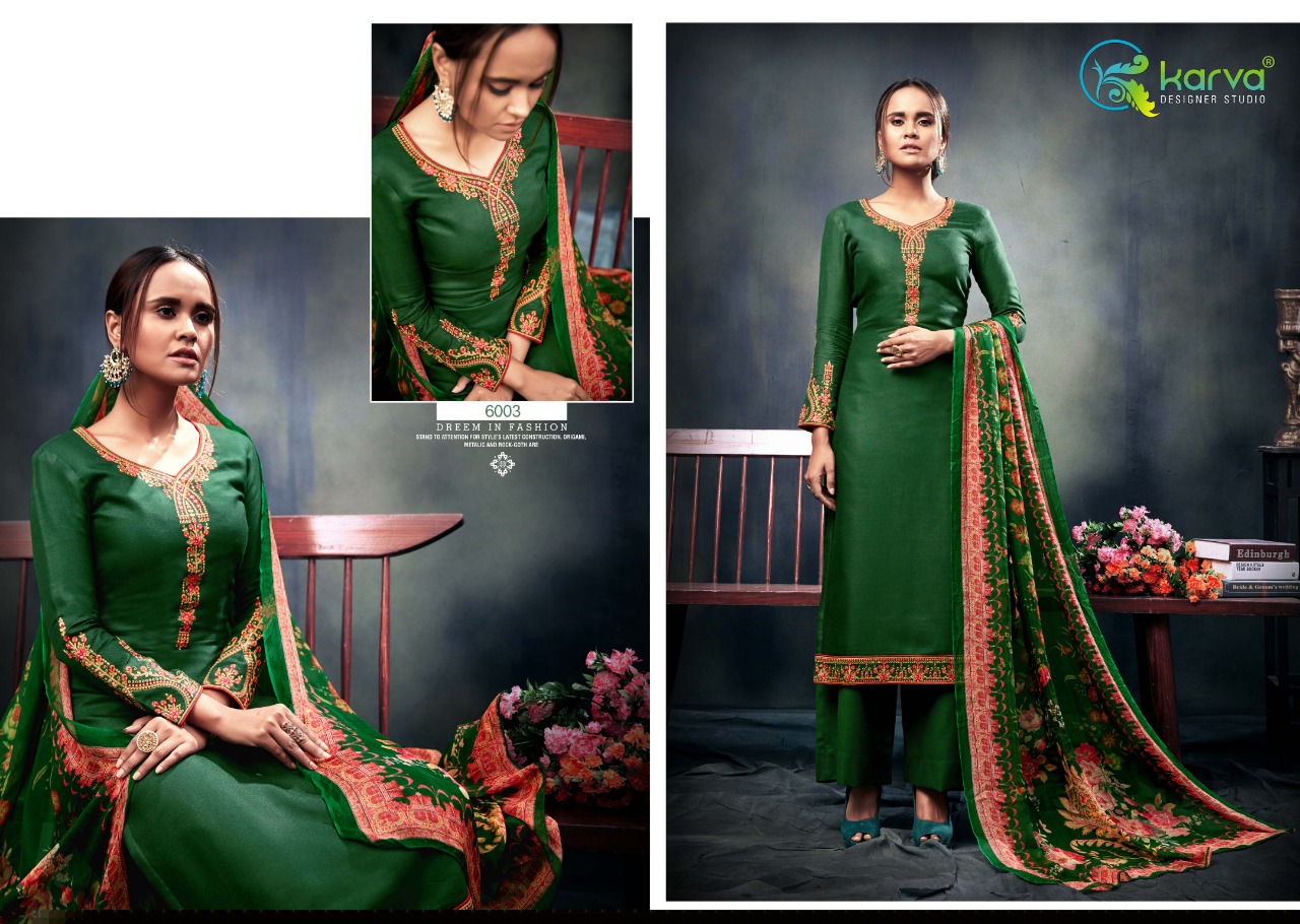 Sarah By Karva Designer Studio 6001 To 6006 Series Designer Festive Suits Collection Beautiful Stylish Fancy Colorful Party Wear & Occasional Wear Pure Viscose Pashmina Embroidered Dresses At Wholesale Price