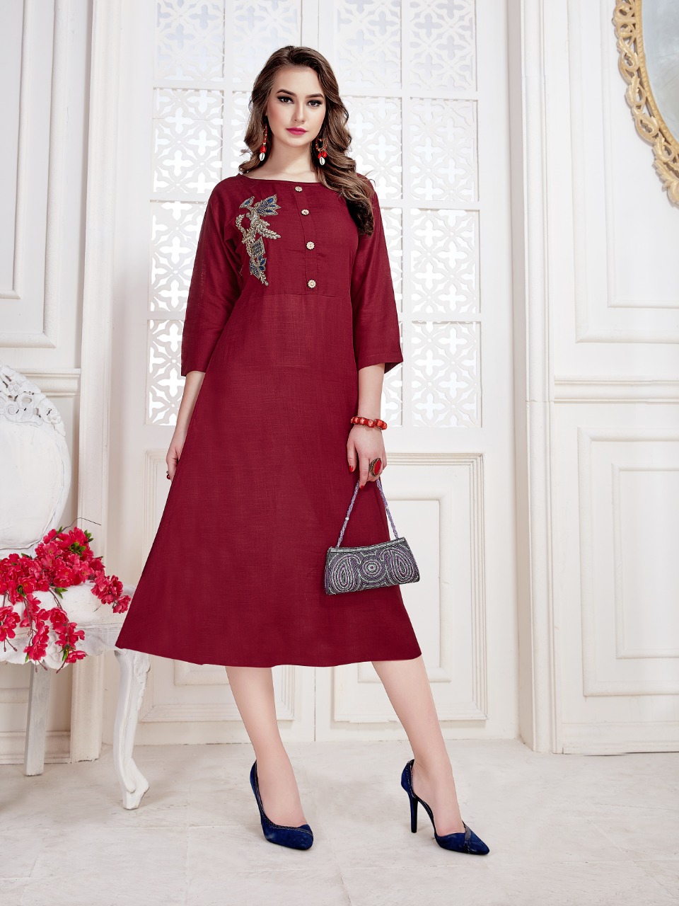 Seasons By Amber 1001 To 1010 Series Beautiful Stylish Colorful Fancy Ethnic Wear & Casual Wear Rayon With Khatli Work Kurtis At Wholesale Price