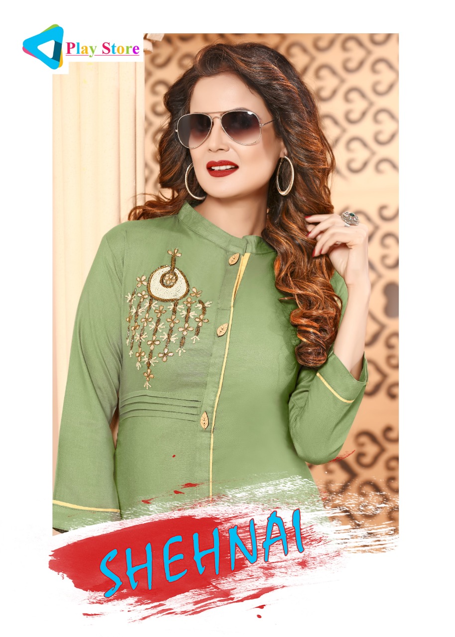 Shehnai By Play Store 1001 To 1008 Series Beautiful Stylish Colorful Fancy Casual Wear & Ethnic Wear & Ready To Wear Rayon Printed Kurtis At Wholesale Price