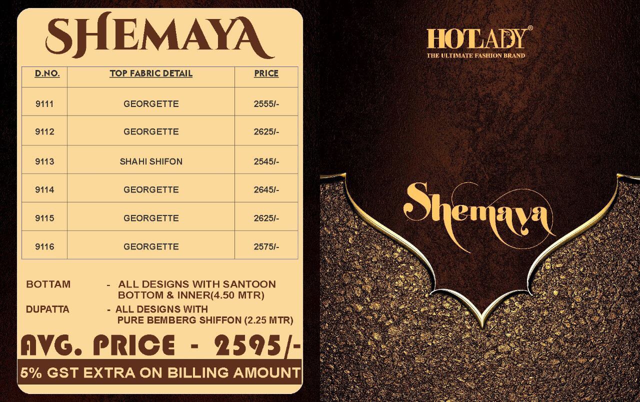 Shemaya By Hot Lady 9111 To 9116 Series Designer Anarkali Collection Suits Beautiful Stylish Fancy Colorful Party Wear & Occasional Wear Chiffon/ Georgette Dresses At Wholesale Price