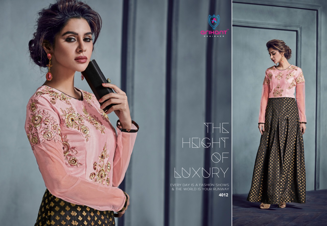 Silky Vol-2 By Arihant Designer 4011 To 4019 Series Designer Gowns Collection Beautiful Stylish Fancy Colorful Party Wear & Occasional Wear Silk Gowns At Wholesale Price