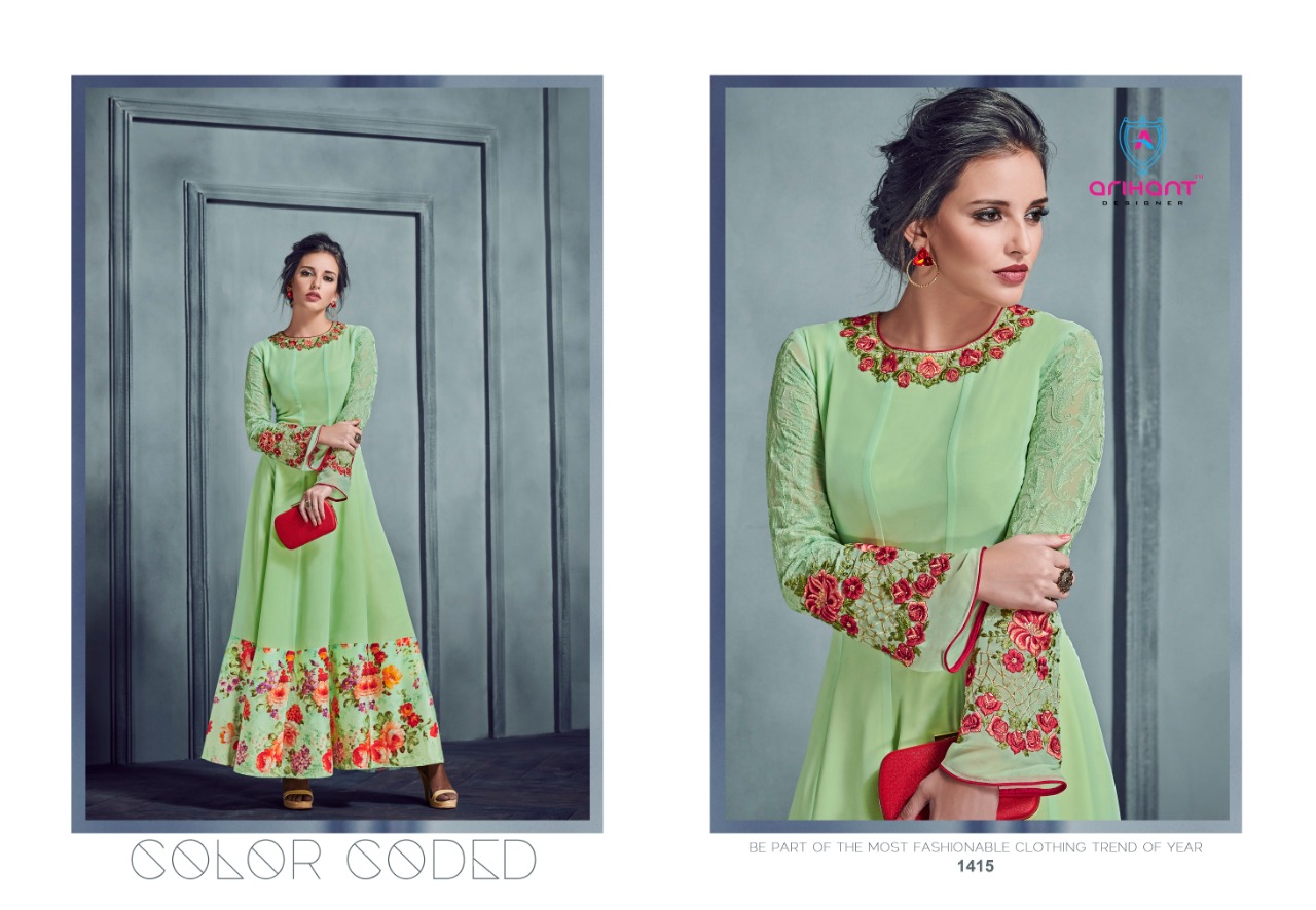 Silky Vol-2 By Arihant Designer 4011 To 4019 Series Designer Gowns Collection Beautiful Stylish Fancy Colorful Party Wear & Occasional Wear Silk Gowns At Wholesale Price