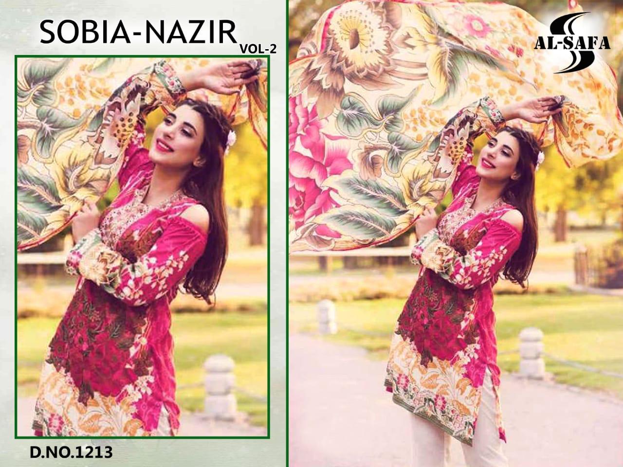 Sobia Nazir Vol-2 By Al-safa 1211 To 1214 Series Beautiful Pakistani Suits Colorful Stylish Fancy Casual Wear & Ethnic Wear Pure Cotton Digital Printed And  Embroidered Dresses At Wholesale Price