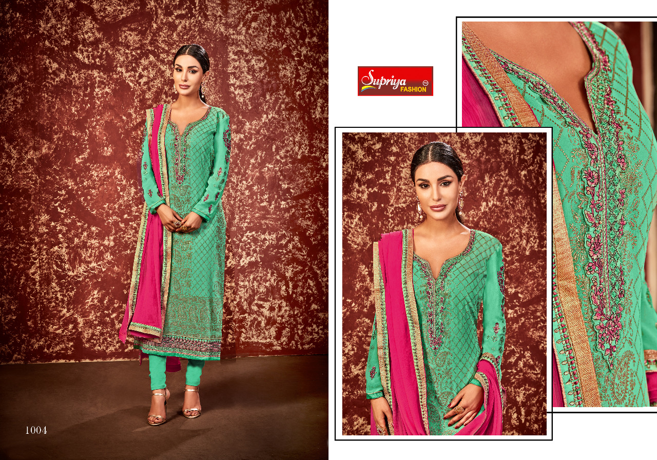 Soneri By Supriya Fashion 1001 To 1008 Series Beautiful Stylish Colorful Fancy Party Wear & Ethnic Wear Georgette Embroidered Dresses At Wholesale Price