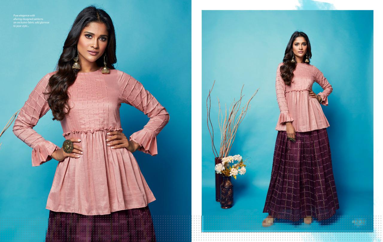 Sparkles Vol-4 By Nitara Fashion 4201 To 4205 Series Beautiful Stylish Colorful Fancy Party Wear & Ethnic Wear & Ready To Wear Heavy Silk Embroidered Top With Long Printed Skirt Kurtis At Wholesale Price