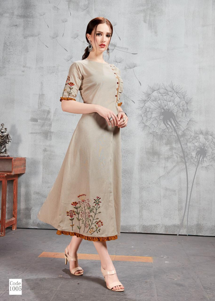 Sparsh Vol-2 By Aayush Fashion 1001 To 1006 Series Stylish Fancy Beautiful Colorful Casual Wear & Ethnic Wear Cotton Embroidery Kurtis At Wholesale Price