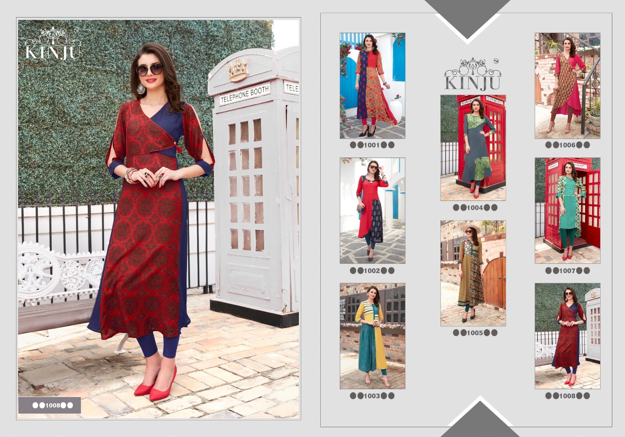 Srushti Vol-1 By Kinju 1001 To 1008 Beautiful Stylish Fancy Colorful Casual Wear & Ethnic Wear & Ready To Wear Heavy Muslin Printed Kurtis At Wholesale Price
