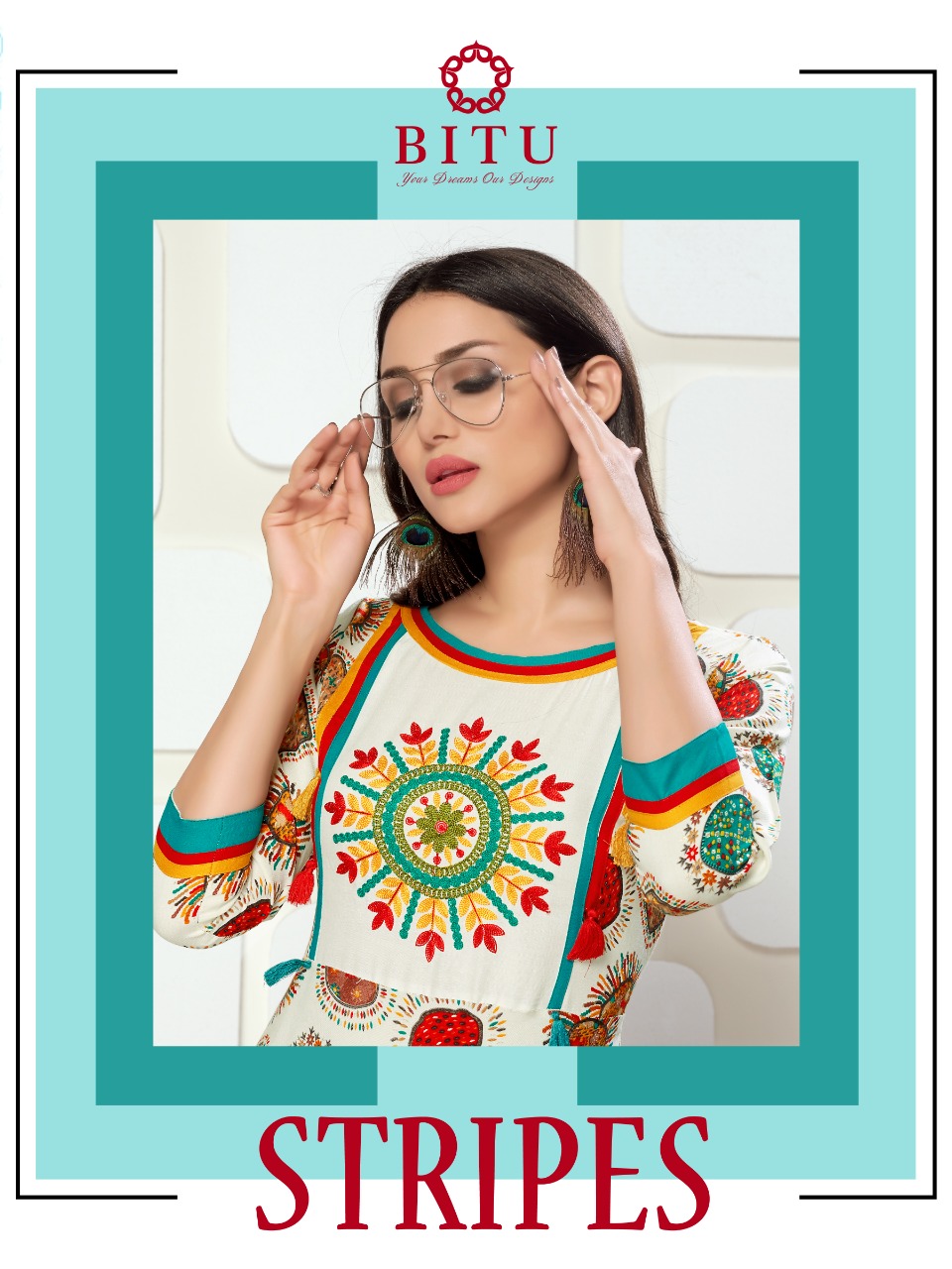 Stripes By Bitu 9054 To 9058 Series Beautiful Stylish Fancy Colorful Casual Wear & Ethnic Wear & Ready To Wear Rayon Discharge Printed Kurtis At Wholesale Price