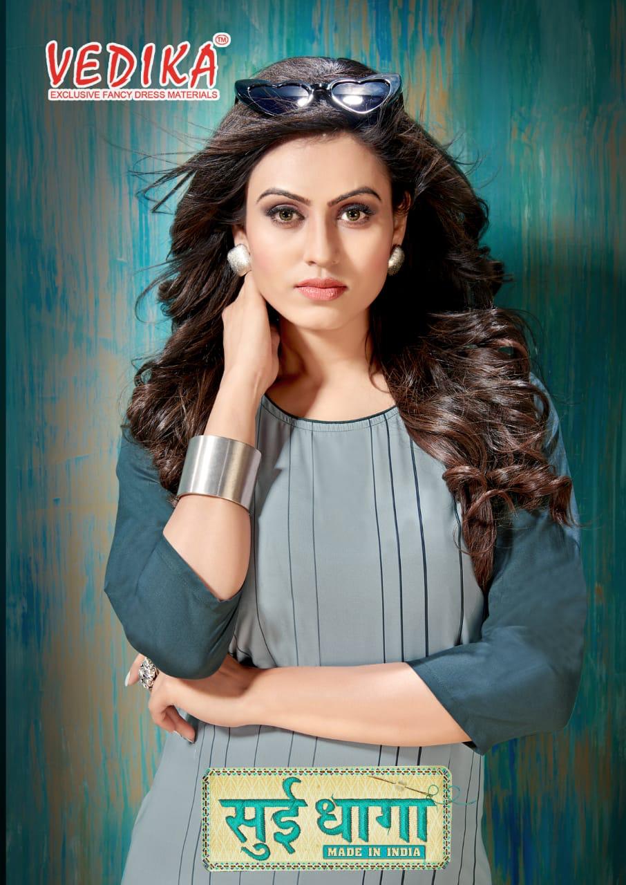 Sui Dhaga By Vedika 1001 To 1008 Series Beautiful Colorful Stylish Fancy Casual Wear & Ethnic Wear & Ready To Wear Heavy Rayon Printed Kurtis At Wholesale Price