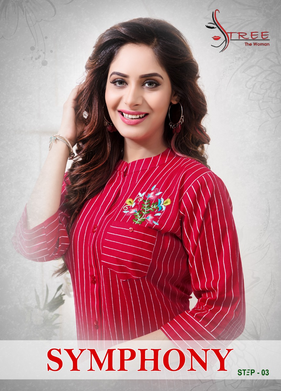 Symphony Vol-3 By Stree Fashion 3001 To 3006 Series Beautiful Colorful Stylish Fancy Casual Wear & Ethnic Wear & Ready To Wear Heavy Cotton Flex Khadi Printed Kurtis At Wholesale Price