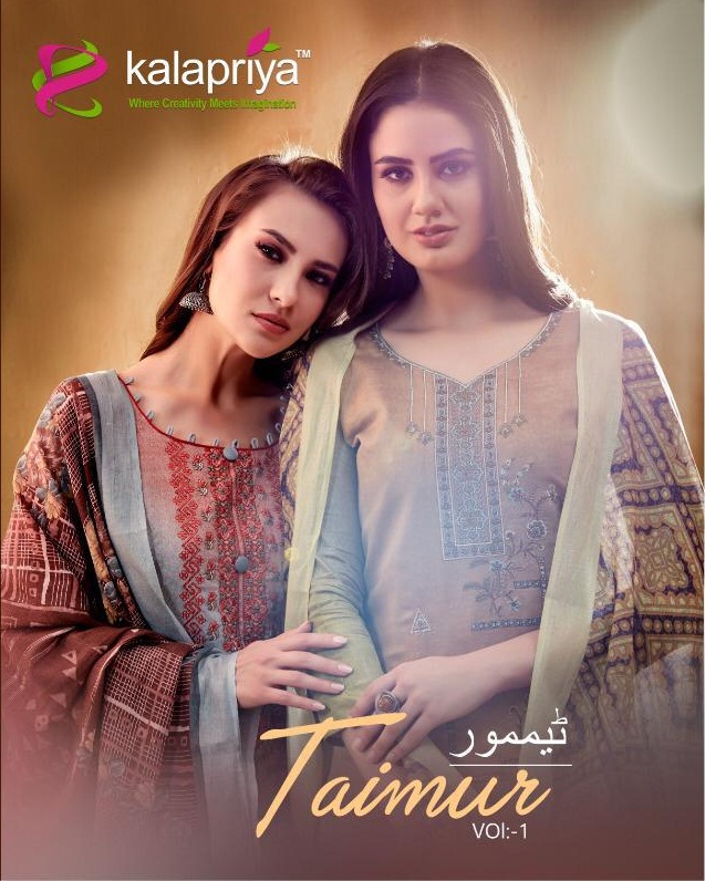 Taimur Vol-1 By Kalapriya 1001 To 1007 Series Designer Suits Beautiful Stylish Fancy Colorful Party Wear & Ethnic Wear Pure Original Heavy Satin Silk Digital Print  Dresses At Wholesale Price