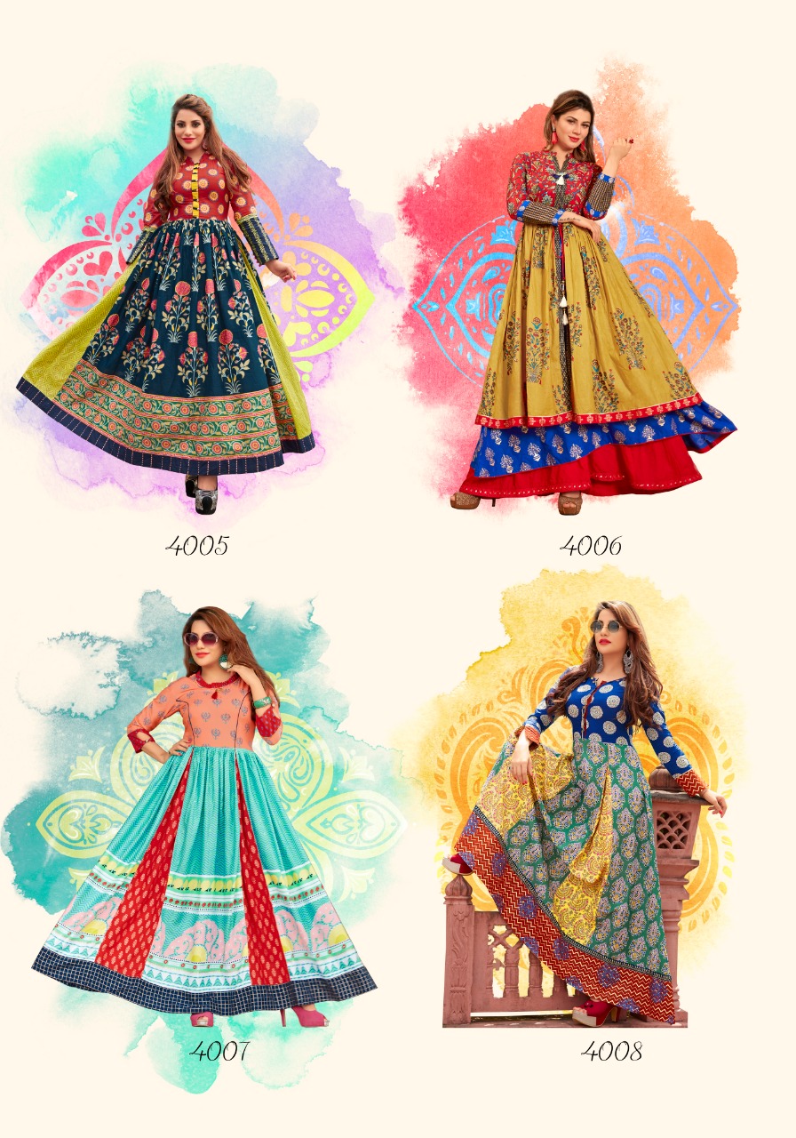 The Mumtaz Vol-4 By Kajal Style 4001 To 4008 Series Beautiful Colorful Stylish Fancy Casual Wear & Ethnic Wear & Ready To Wear Heavy Loan Cotton With Ordinary Printed Kurtis At Wholesale Price