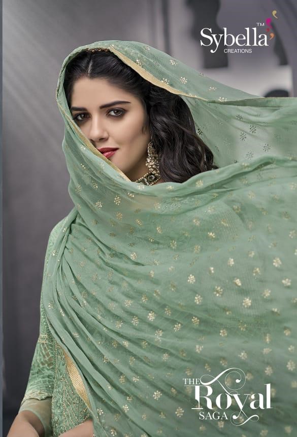 The Royal Saga By Sybella Creation S-1001 To S-1008 Series Beautiful Sharara Suits Stylish Fancy Colorful Party Wear & Ethnic Wear Net Embroidered Dresses At Wholesale Price