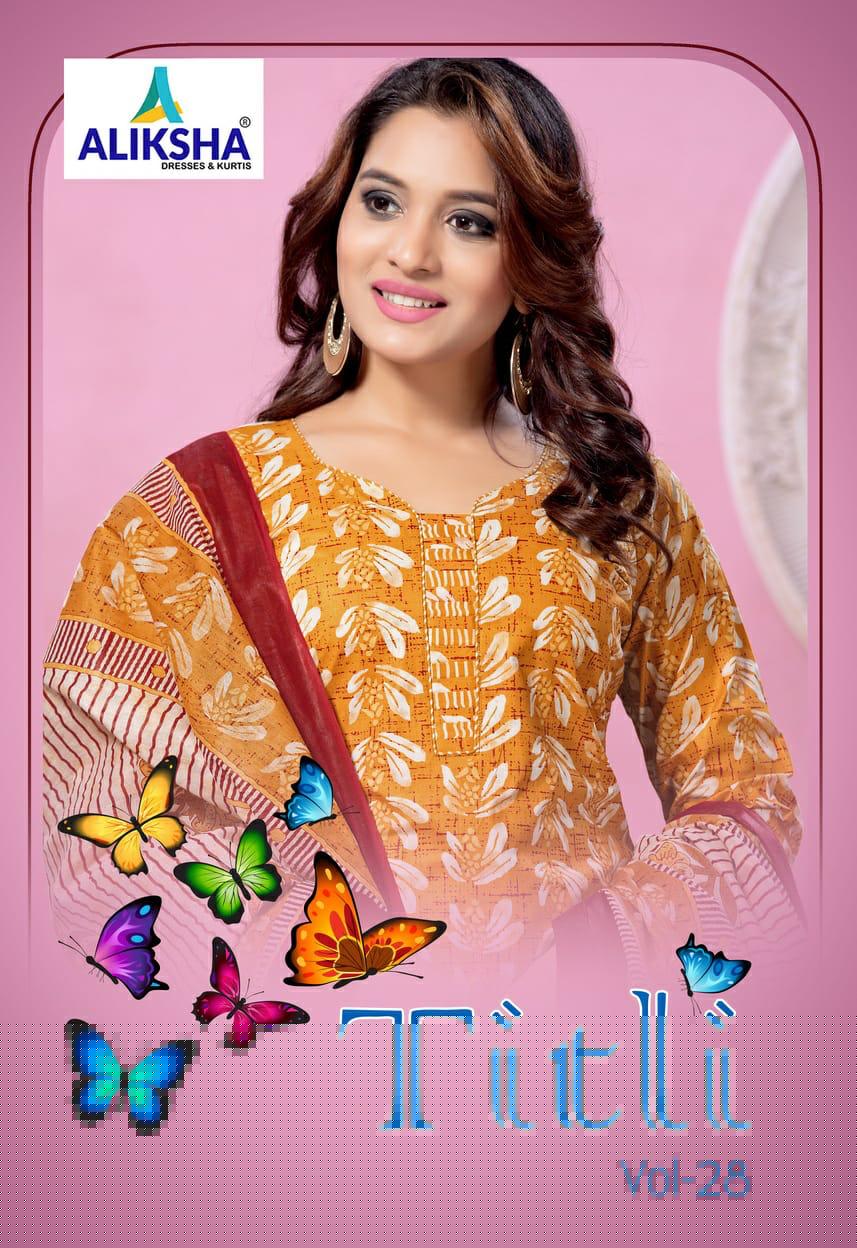 Titli Vol-28 By Aliksha 2801 To 2810 Series Beautiful Suits Stylish Fancy Colorful Party Wear & Ethnic Wear Pure Cotton Printed Dresses At Wholesale Price