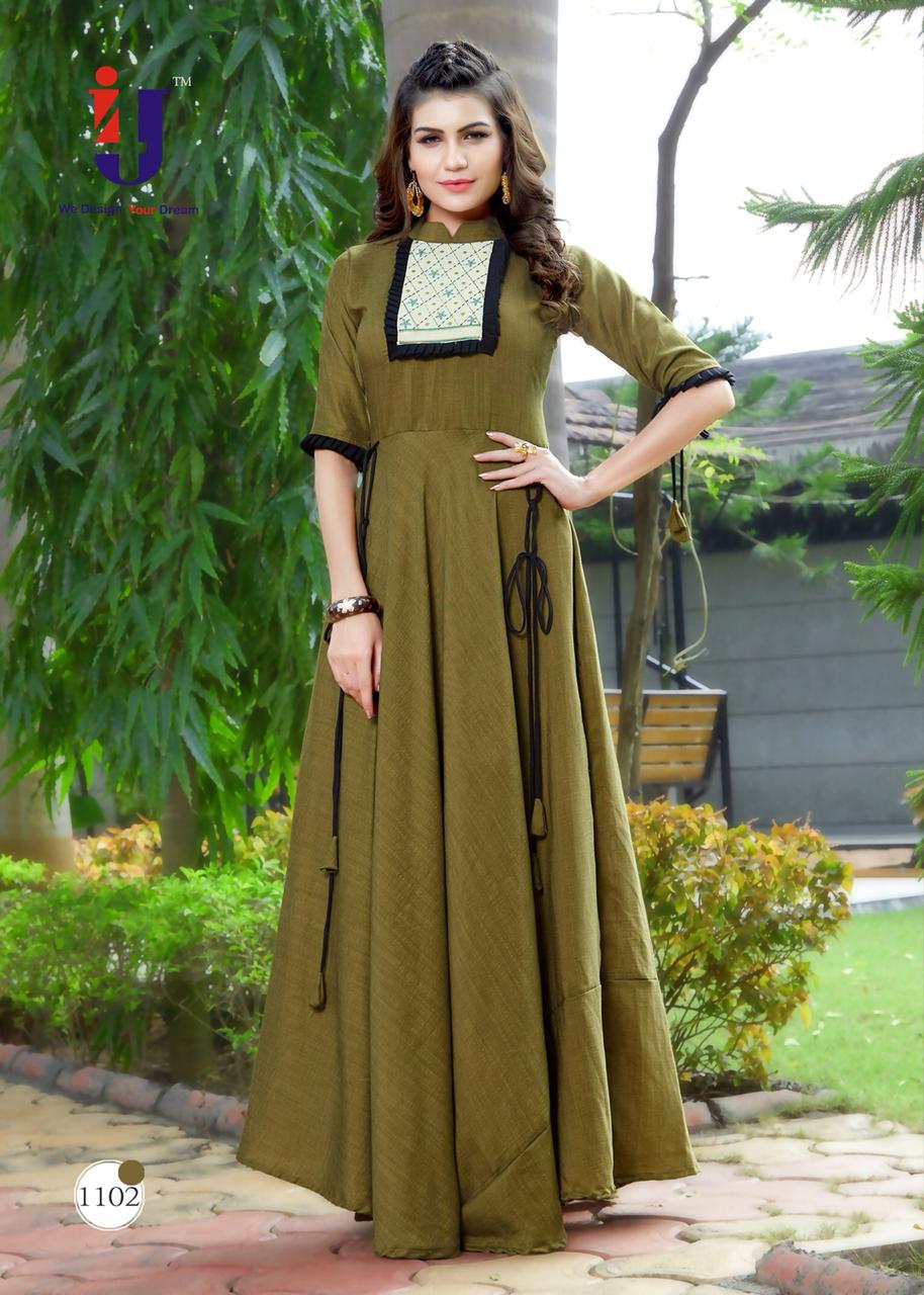 Utsav By I4u 1101 To 1106 Series Beautiful Colorful Stylish Fancy Casual Wear & Ethnic Wear & Ready To Wear Heavy Rayon Slub Embroidered Kurtis At Wholesale Price