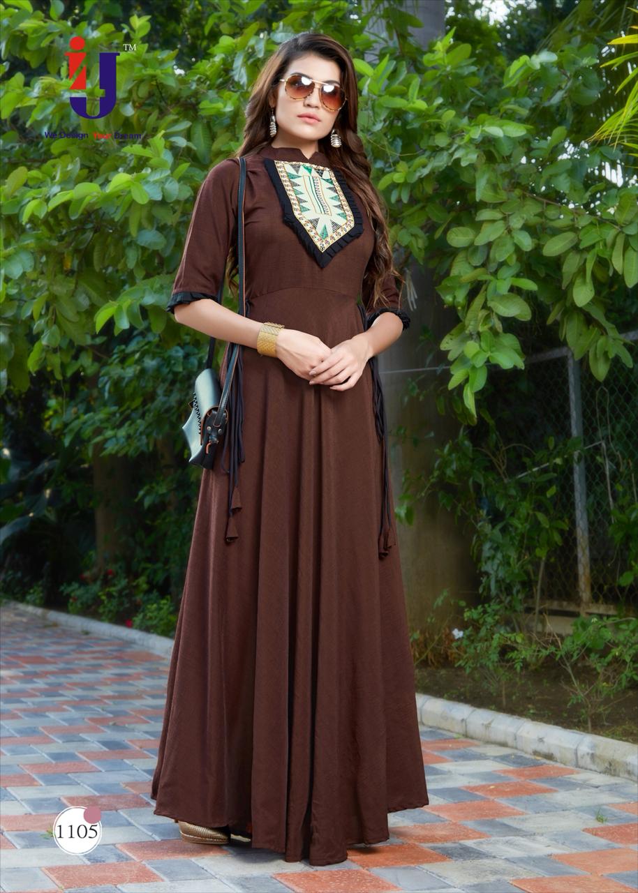 Utsav By I4u 1101 To 1106 Series Beautiful Colorful Stylish Fancy Casual Wear & Ethnic Wear & Ready To Wear Heavy Rayon Slub Embroidered Kurtis At Wholesale Price