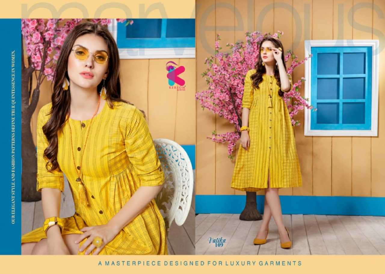 Vatika By Kersom 101 To 110 Series Beautiful Stylish Fancy Colorful Casual Wear & Ethnic Wear & Ready To Wear Heavy Cotton Lining Kurtis At Wholesale Price
