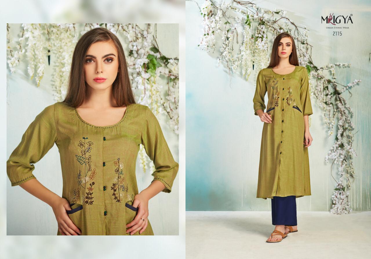 Veda-3 By Mrigya 2108 To 2115 Series Beautiful Colorful Stylish Fancy Casual Wear & Ethnic Wear & Ready To Wear Rayon Printed Kurtis At Wholesale Price