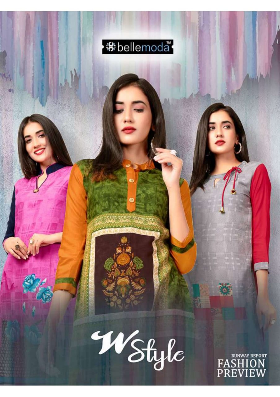 W-style By Bellemoda 1001 To 1016 Series Beautiful Stylish Colorful Fancy Party Wear & Ethnic Wear & Ready To Wear Rayon Printed Kurtis At Wholesale Price