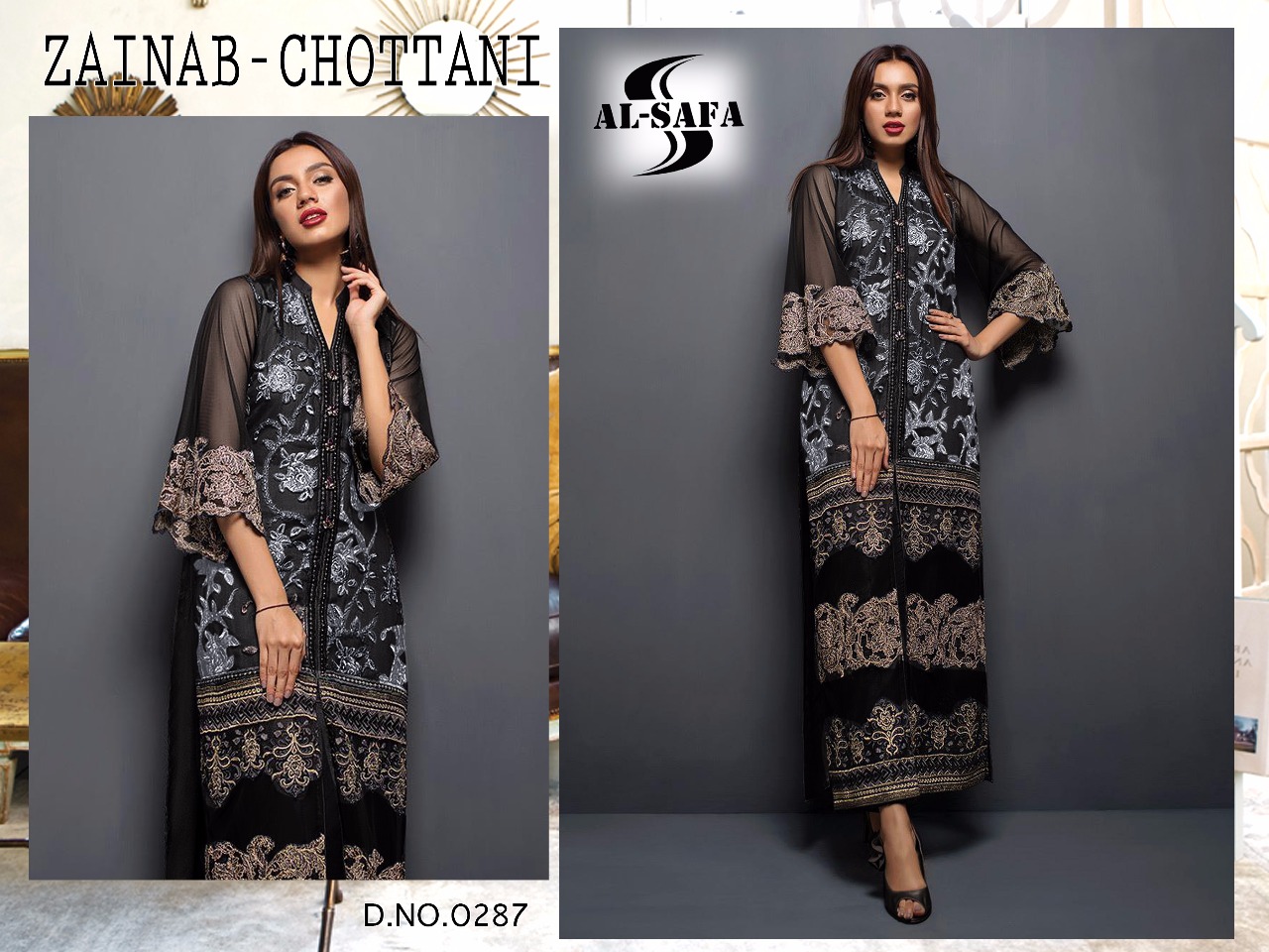 Zainab Chottani By Al-safa  Designer Pakistani Suits Beautiful Stylish Fancy Colorful Party Wear & Occasional Wear Butterfly Net With Heavy Embroidery Dresses At Wholesale Price