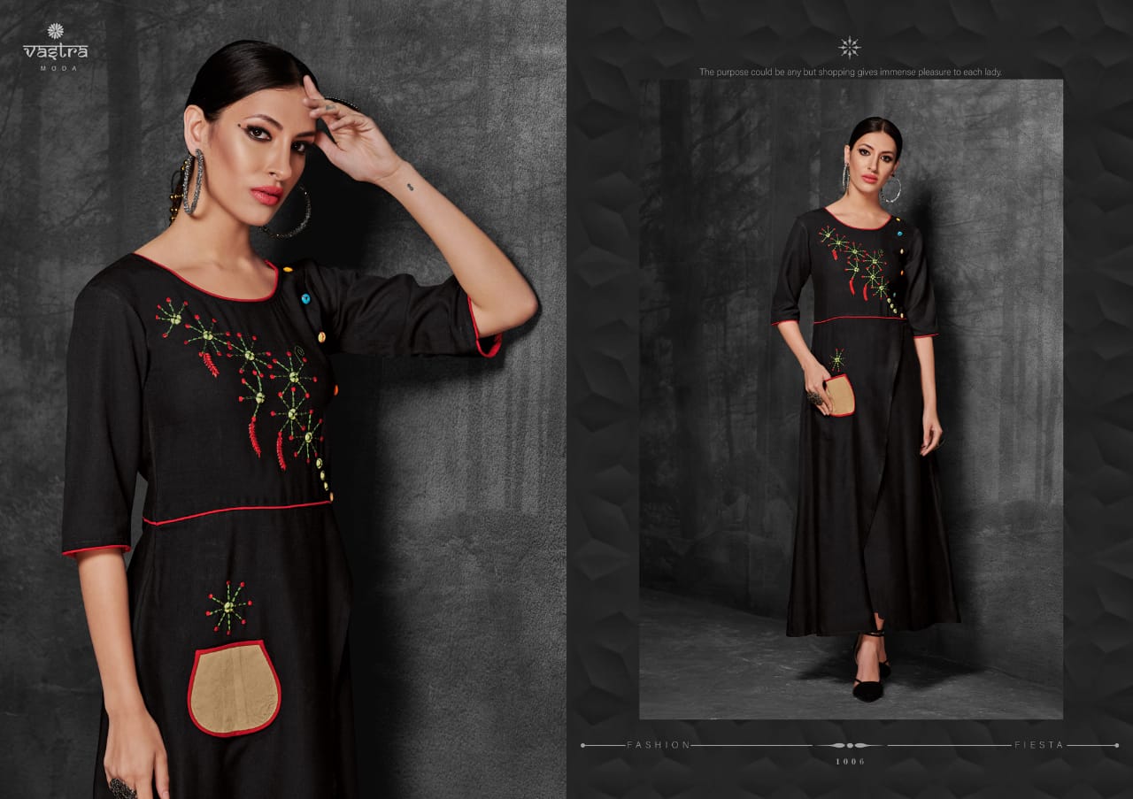 Zara Vol-1 By Vastra Moda 1001 To 1008 Series Beautiful Colorful Stylish Fancy Party Wear & Ethnic Wear & Ready To Wear Premium Rayon Flex Kurtis At Wholesale Price