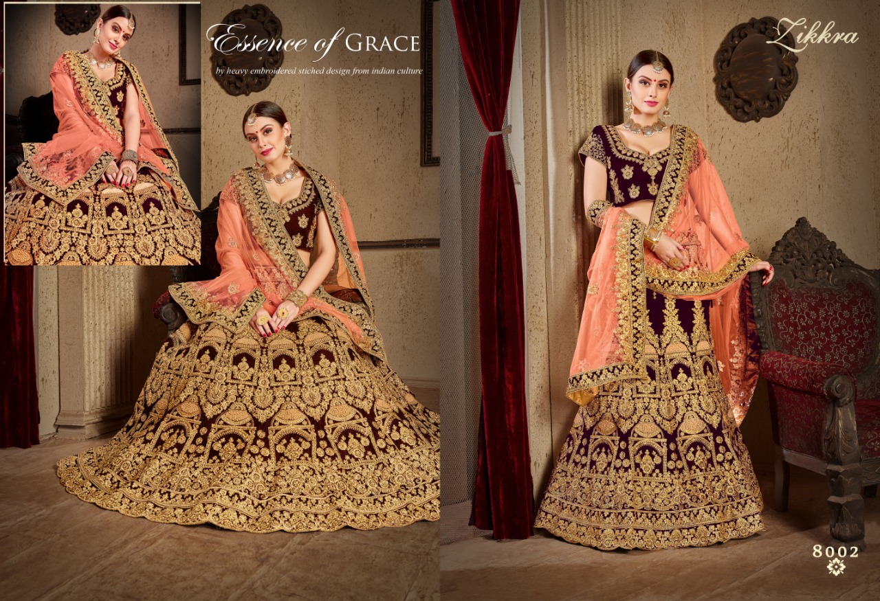 Zikkra Lehenga Vol-6 By Zikkra 8001 To 8009 Series Indian Bridal Wear Collection Beautiful Stylish Fancy Colorful Party Wear & Occasional Wear Satin & Velvet Lehengas At Wholesale Price