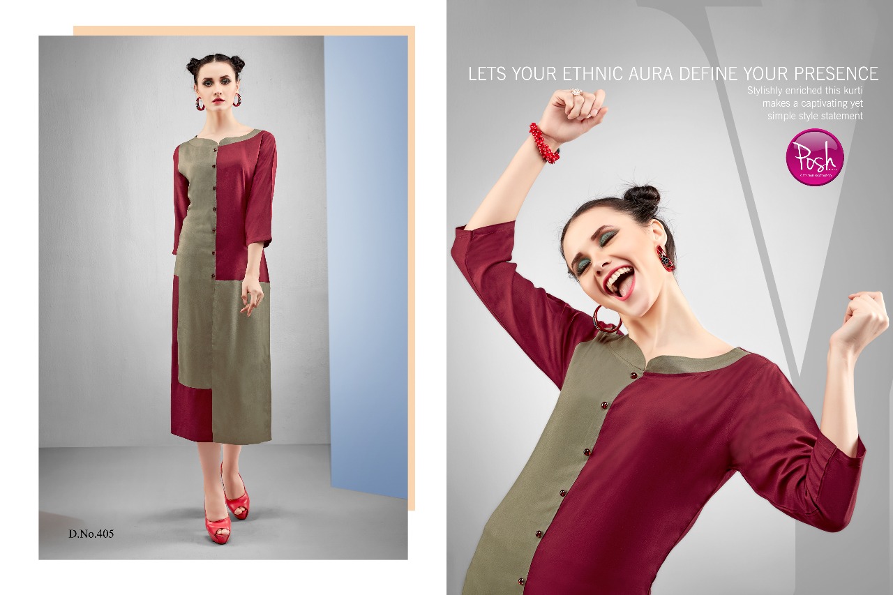 Zini Mini By Posh 401 To 408 Series Beautiful Stylish Fancy Colorful Casual Wear & Ethnic Wear & Ready To Wear Pure Rayon Kurtis At Wholesale Price