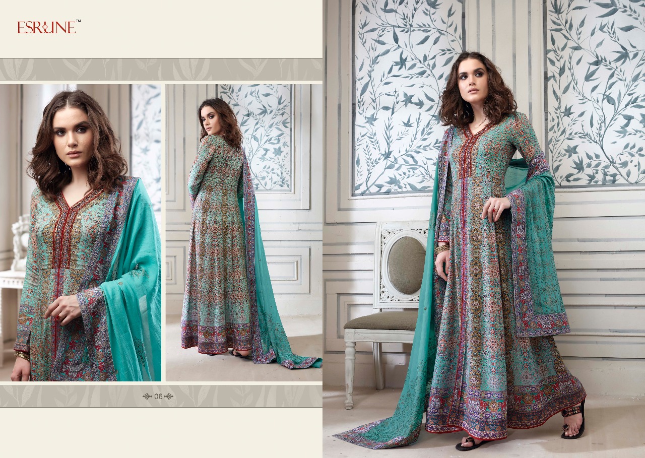 Zoella By Esrune 01 To 06 Series Designer Festive Collection Beautiful Stylish Colorful Fancy Party Wear & Occasional Wear Muslin Silk Dresses At Wholesale Price